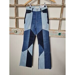 NWT Blue Turtle Patchwork 60's Vibe High Rise Stretch jeans Size 3